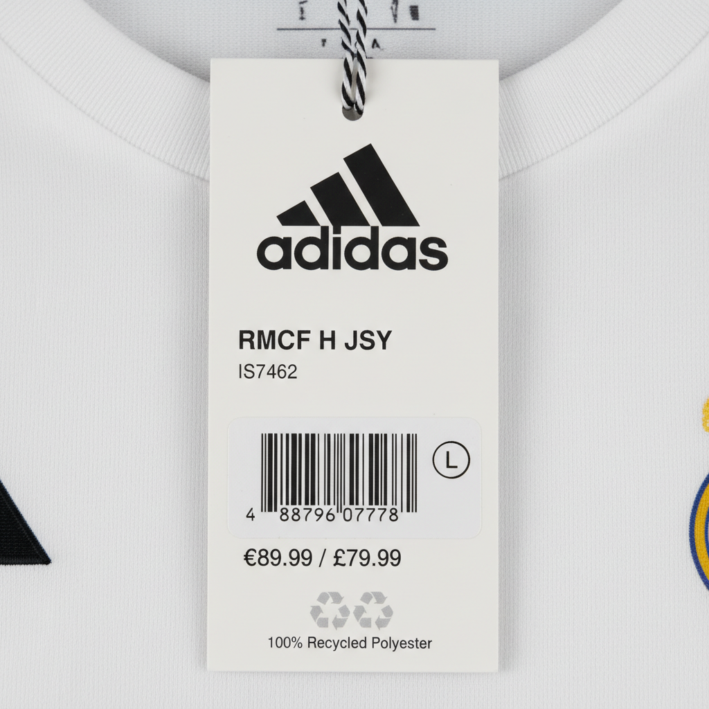 Adidas swing tag with product information