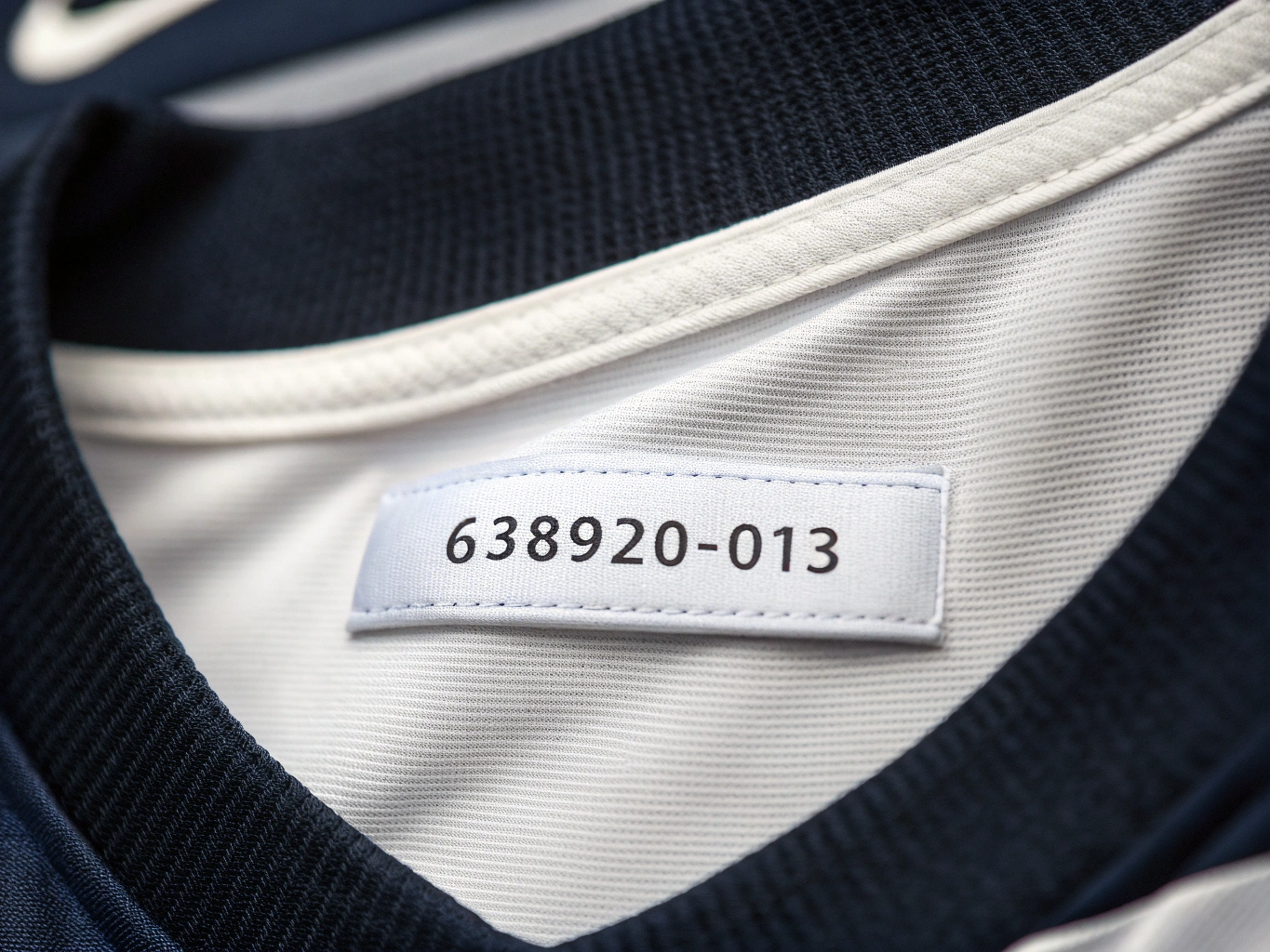 Location of Nike product code label inside the shirt, typically below the wash care label