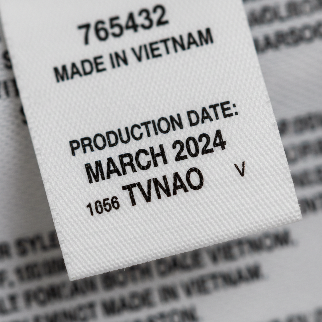 Puma label showing production date